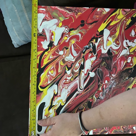 Handmade Liquid Pour Contemporary Acrylic on Canvas - Picture 2 of 6